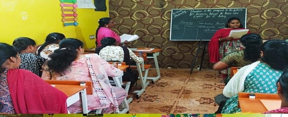 Montessori classroom with students learning