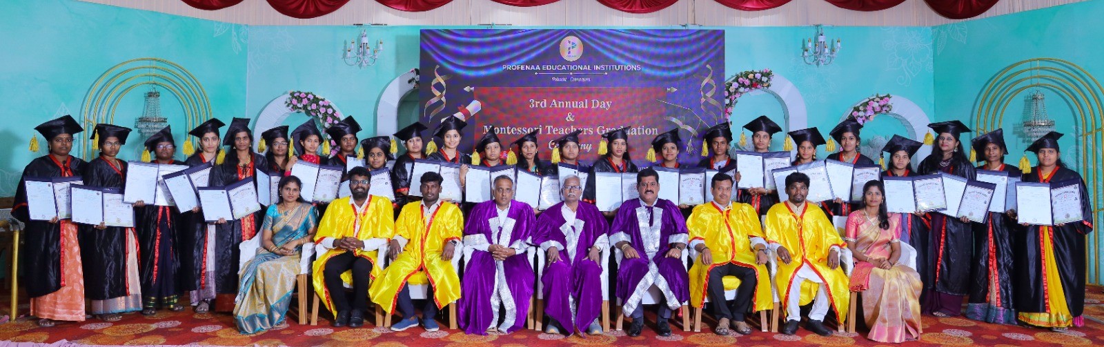 Profenaa Montessori graduation ceremony group photo, Coimbatore