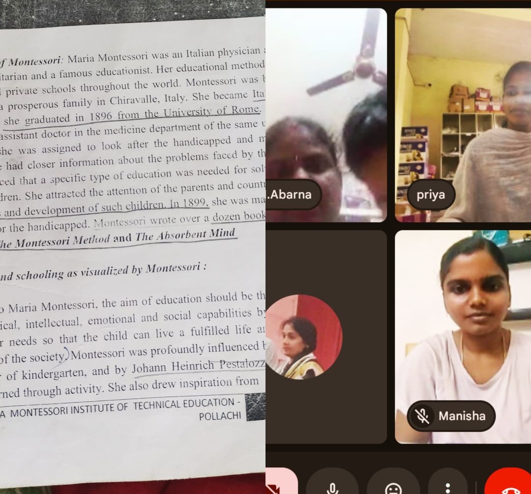 Student attending virtual Montessori teacher training online at Profenaa Institute Coimbatore